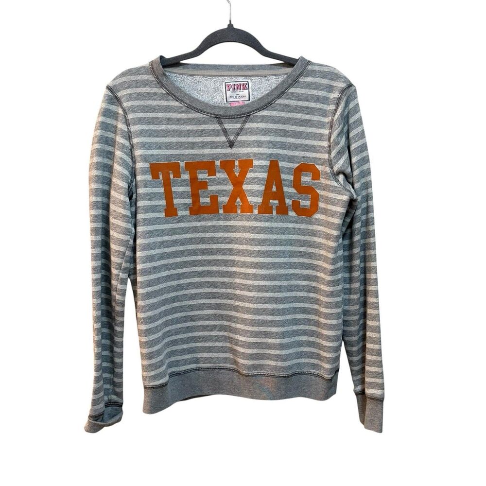 Texas Longhorns Sweatshirt Womens Large Gray NCAA Football PINK Victoria's - Picture 2 of 6